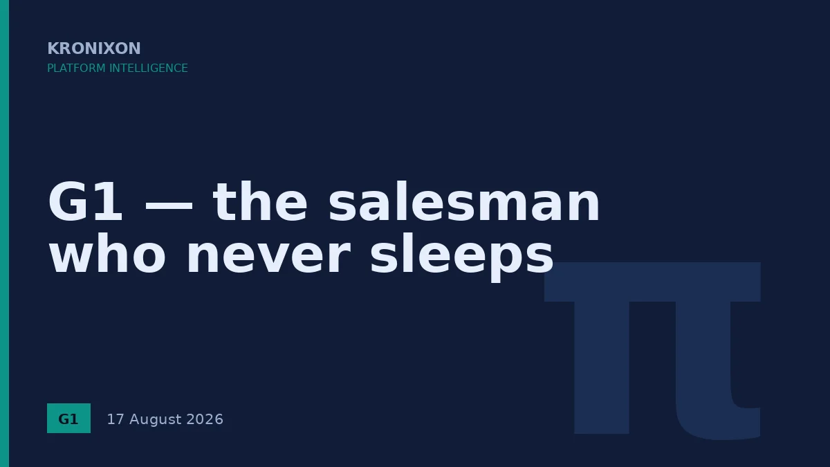 G1 — the salesman who never sleeps