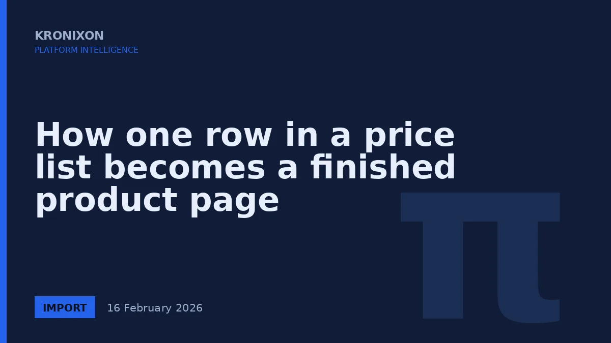 How one row in a price list becomes a finished product page