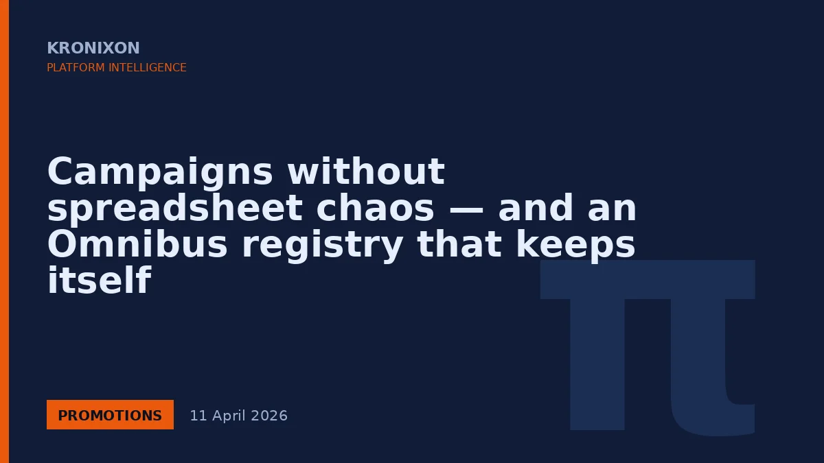 Campaigns without spreadsheet chaos — and an Omnibus registry that keeps itself
