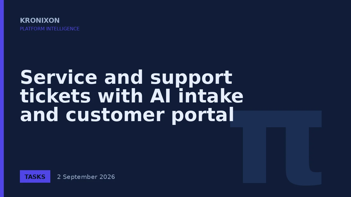 Service and support tickets with AI intake and customer portal